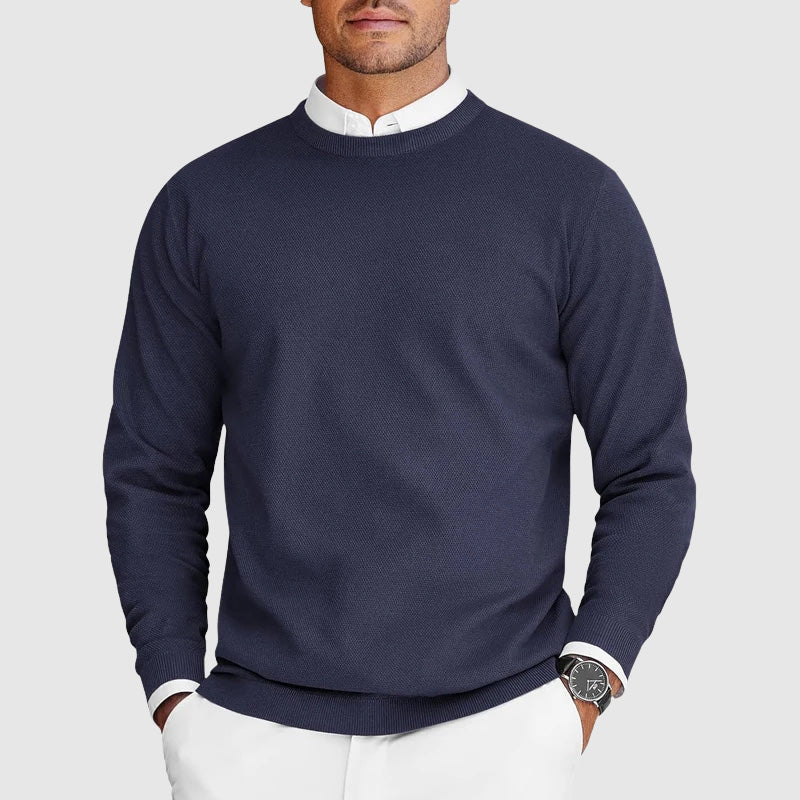 Men’s Crewneck Sweater – Cotton Blend Classic Design
